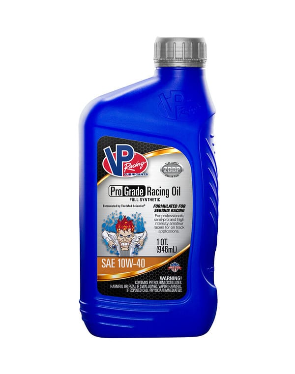 Pro Grade 10W40 synthetic oil provides enhanced durability for racing engines. It’s full synthetic formula includes advanced anti-wear chemistries and a cutting-edge balance of friction and viscosity modifiers that boost HP and lower operating temps.